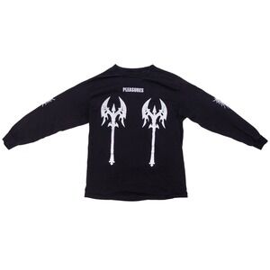PLEASURES Gothic Axes Long‎ Sleeve Graphic T-Shirt Black – Size M – Rare Print